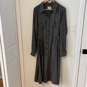 Sézane Charcoal Button-Front Shirt Dress